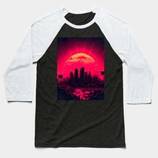 Synthwave Sunrise City Baseball T-Shirt